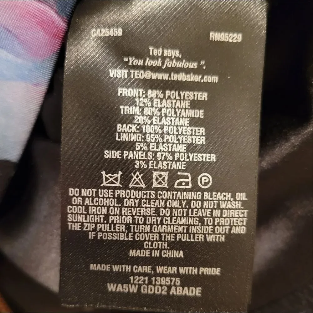 Ted Baker Black Floral Midnight Bloom Abade Bodycon Sheath Dress Size  4 US - Picture 5 of 9